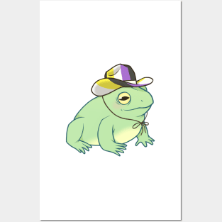 Nonbinary Pride Cowboy Frog Posters and Art